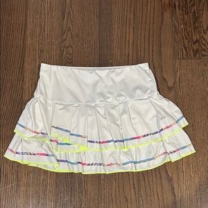 Lucky in Love White Pleated Skirt with Neon Trim colorful tennis skirt M